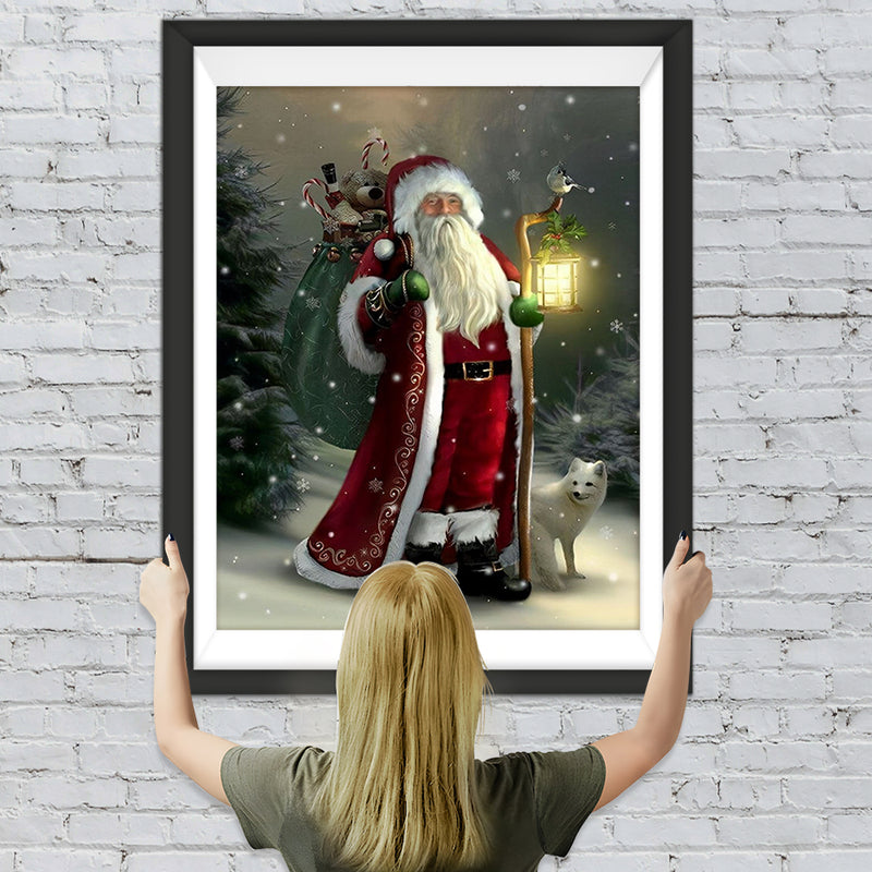 Père Noël et le Renard Blanc Broderie Diamant