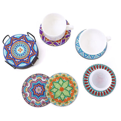 Mandala rond Sous-tasse Broderie Diamant 12Pcs