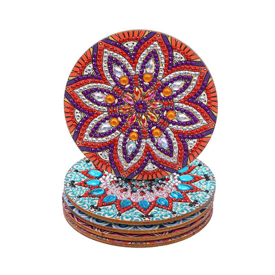 Mandala rond Sous-tasse Broderie Diamant 12Pcs