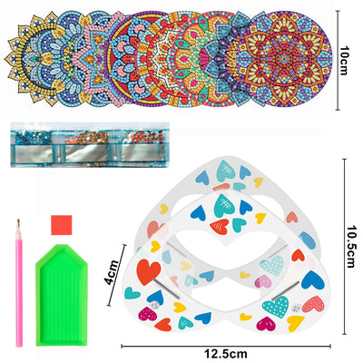 Mandala de forme irrégulière Sous-tasse Broderie Diamant 8Pcs