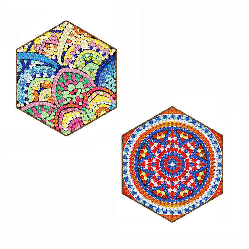 Mandala hexagonal Sous-tasse Broderie Diamant 7Pcs