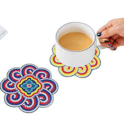 Mandala de la ligne en spirale Sous-tasse Broderie Diamant 4Pcs