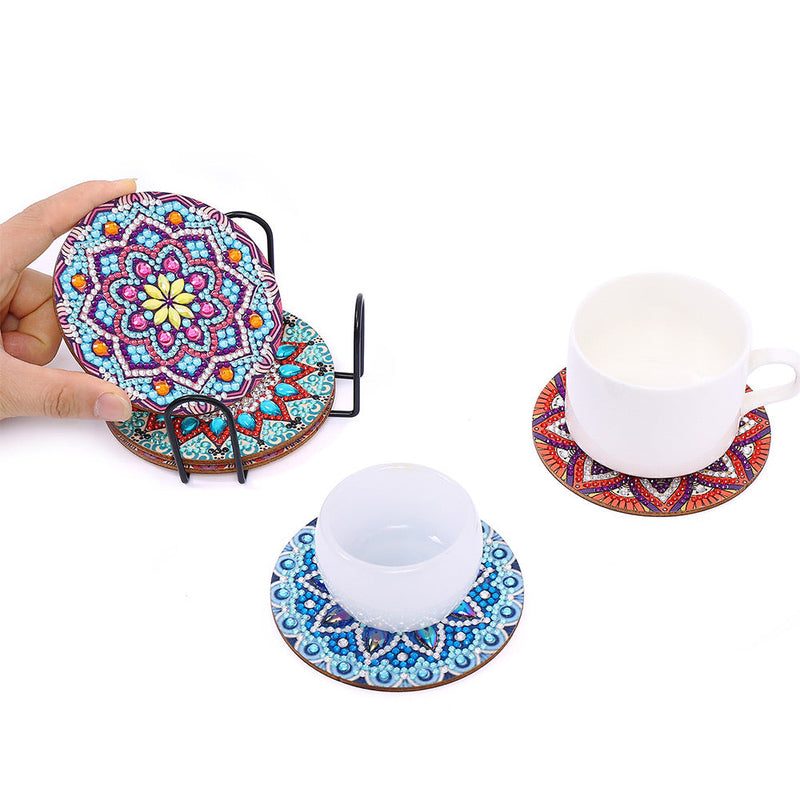 Mandala rond Sous-tasse Broderie Diamant 5Pcs