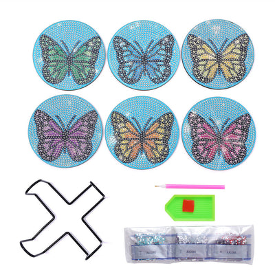 Papillon Sous-tasse Broderie Diamant 6Pcs