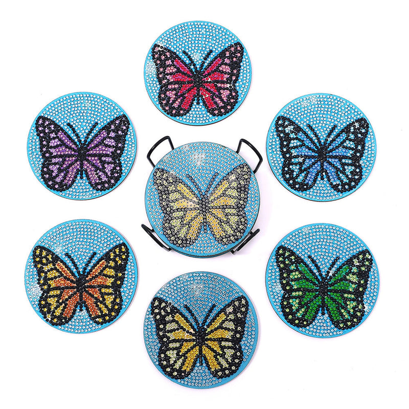 Papillon Sous-tasse Broderie Diamant 6Pcs