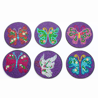 Papillon Sous-tasse Broderie Diamant 6Pcs