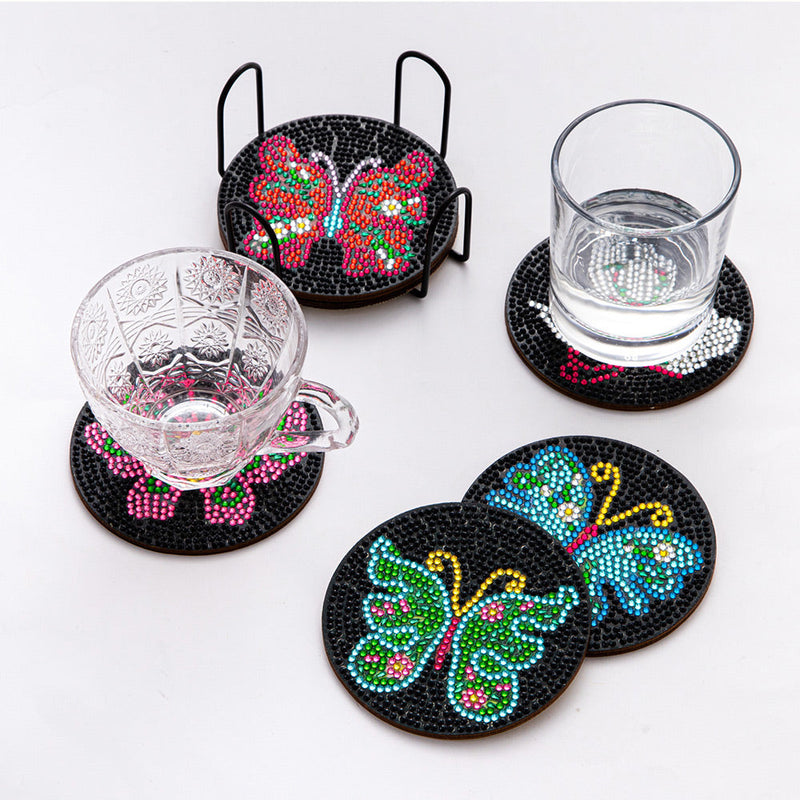 Papillon Sous-tasse Broderie Diamant 6Pcs