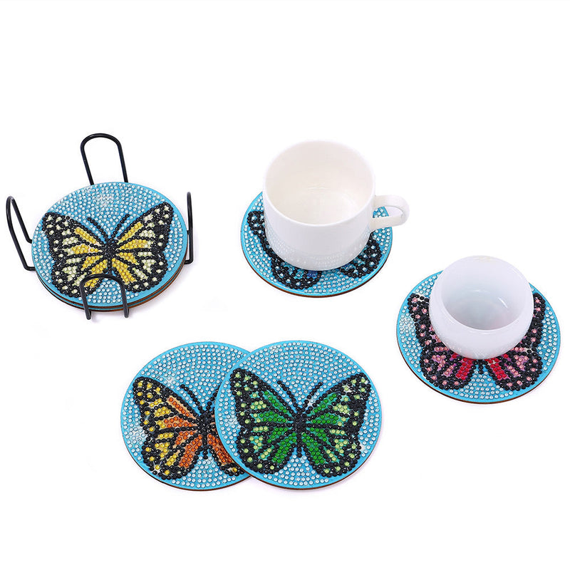 Papillon Sous-tasse Broderie Diamant 6Pcs