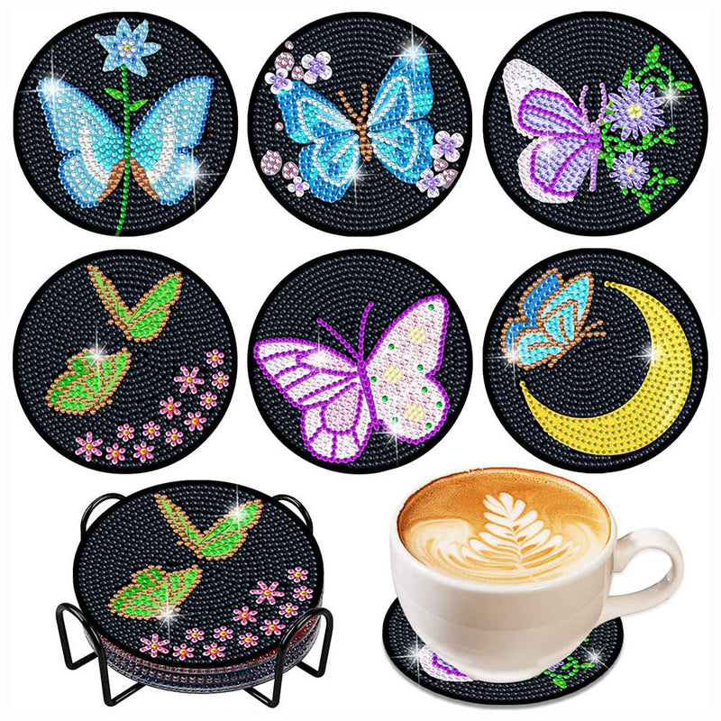 Papillon Sous-tasse Broderie Diamant 6Pcs