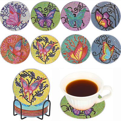 Papillon Sous-tasse Broderie Diamant 8Pcs