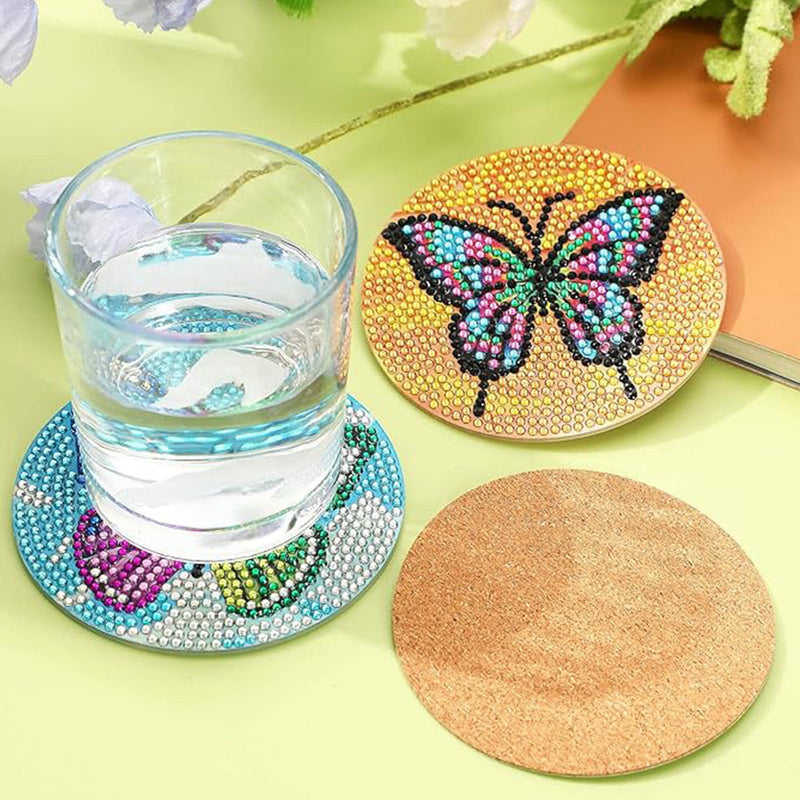 Papillon Sous-tasse Broderie Diamant 8Pcs