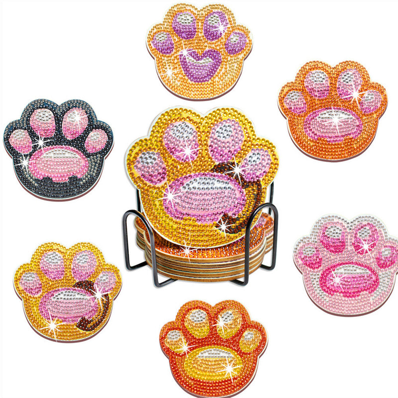 Griffes d’animaux Sous-tasse Broderie Diamant 6Pcs