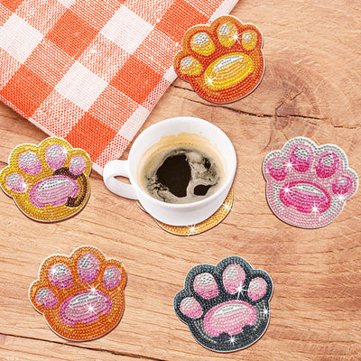 Griffes d’animaux Sous-tasse Broderie Diamant 6Pcs