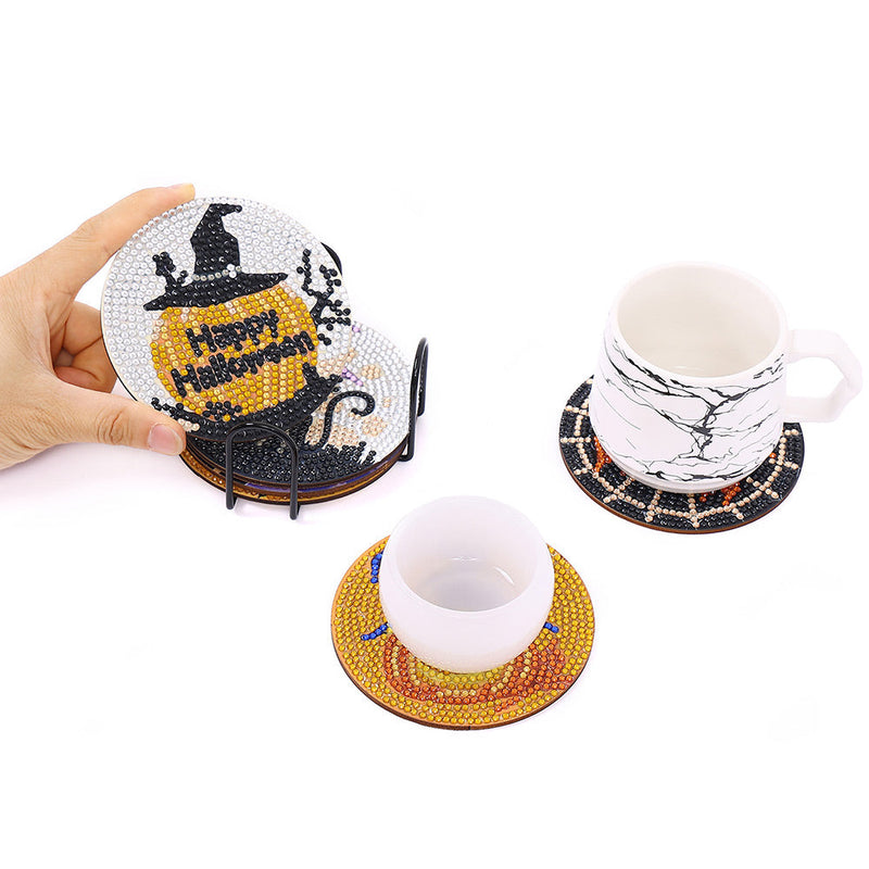 Halloween Sous-tasse Broderie Diamant 6Pcs