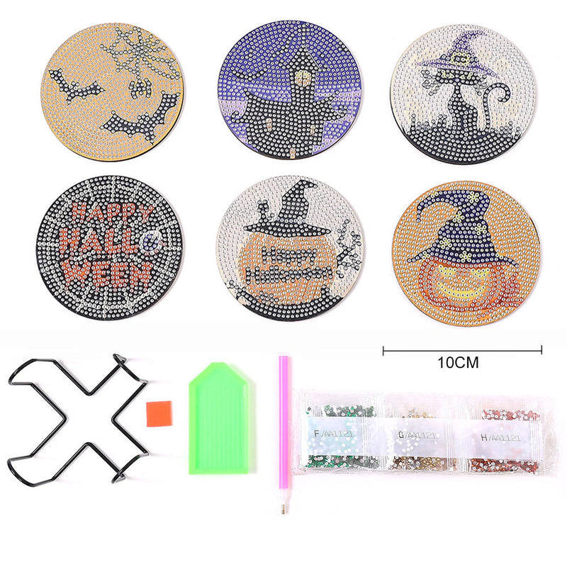 Halloween Sous-tasse Broderie Diamant 6Pcs