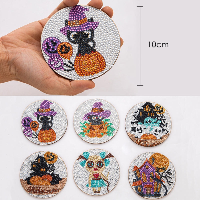 Halloween Sous-tasse Broderie Diamant 6Pcs