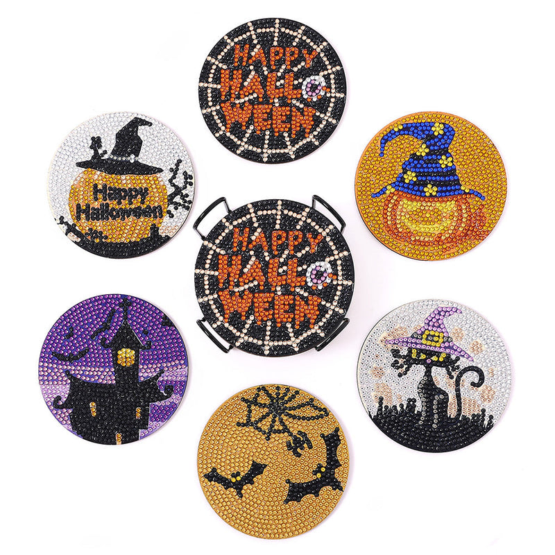 Halloween Sous-tasse Broderie Diamant 6Pcs