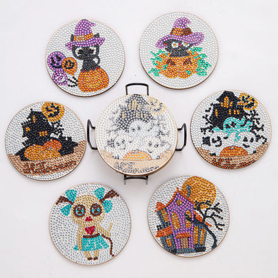 Halloween Sous-tasse Broderie Diamant 6Pcs