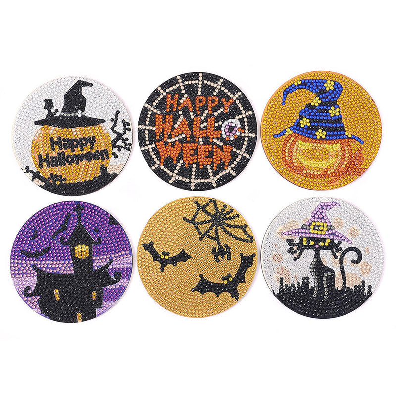 Halloween Sous-tasse Broderie Diamant 6Pcs