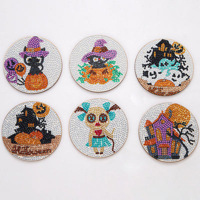 Halloween Sous-tasse Broderie Diamant 6Pcs