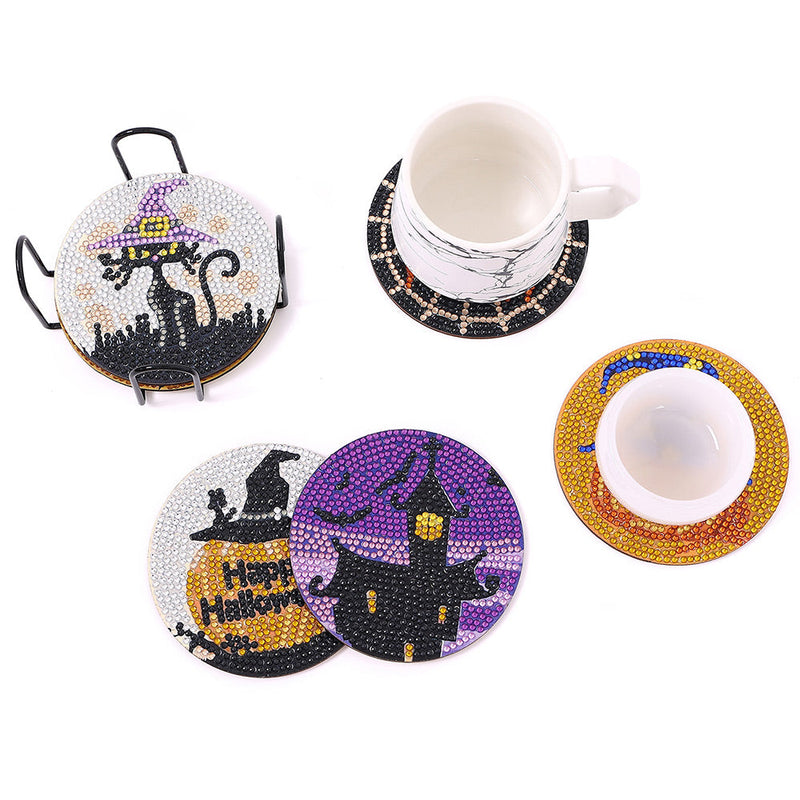 Halloween Sous-tasse Broderie Diamant 6Pcs