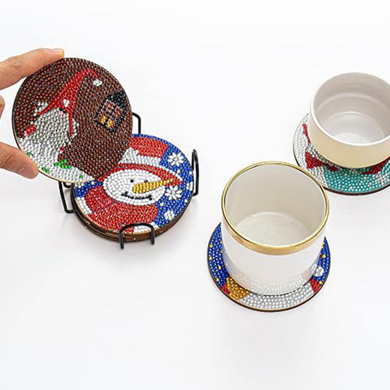 Joyeux Noël Sous-tasse Broderie Diamant 6Pcs