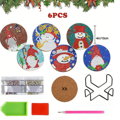 Joyeux Noël Sous-tasse Broderie Diamant 6Pcs