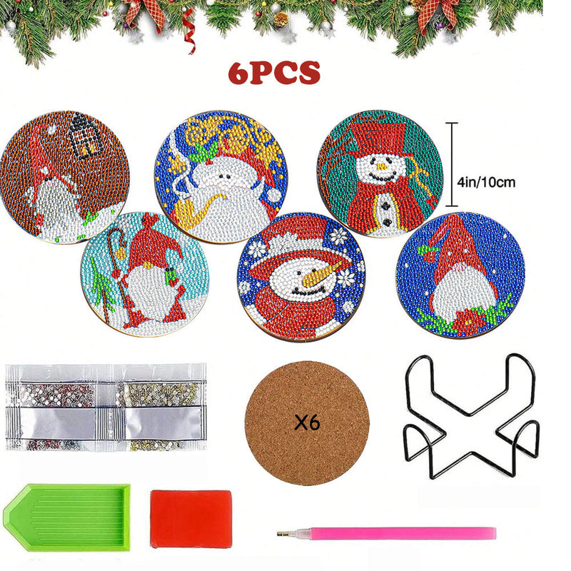 Joyeux Noël Sous-tasse Broderie Diamant 6Pcs