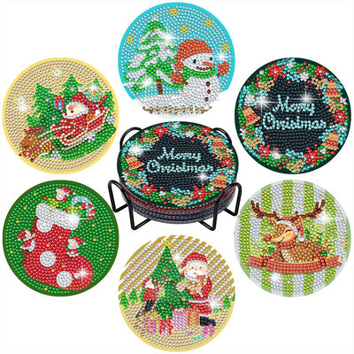 Joyeux Noël Sous-tasse Broderie Diamant 6Pcs