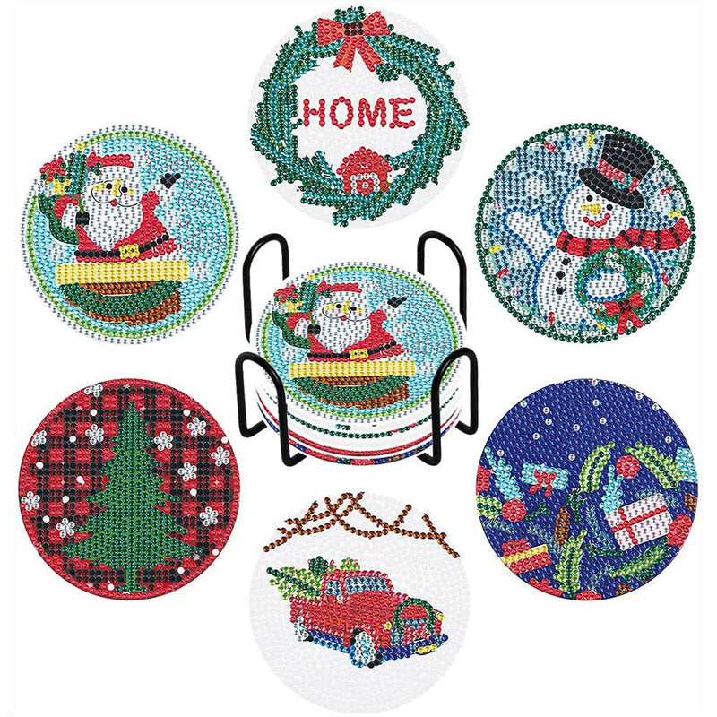 Joyeux Noël Sous-tasse Broderie Diamant 6Pcs