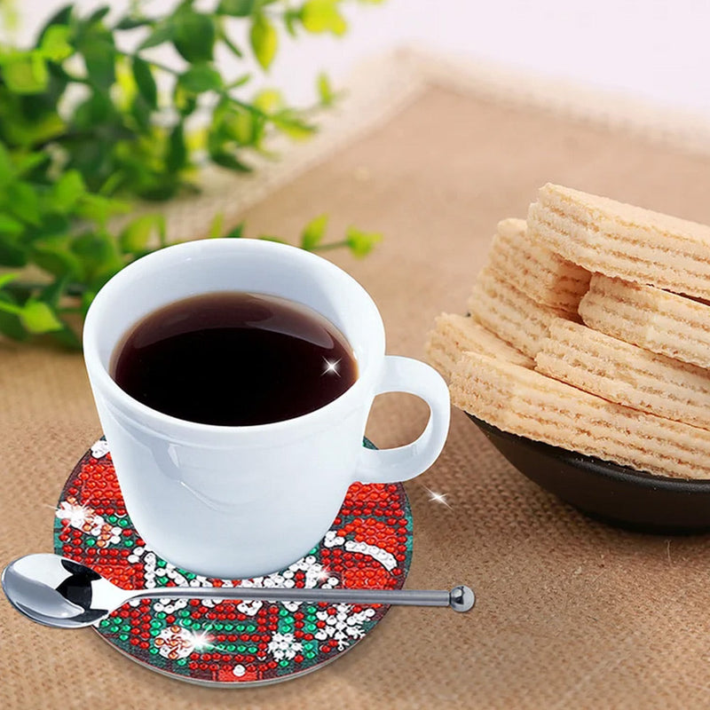 Joyeux Noël Sous-tasse Broderie Diamant 6Pcs