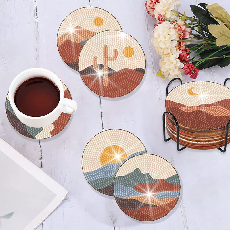 Paysage Sous-tasse Broderie Diamant 8Pcs