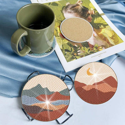 Paysage Sous-tasse Broderie Diamant 8Pcs