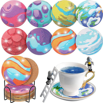 Paysage Sous-tasse Broderie Diamant 8Pcs