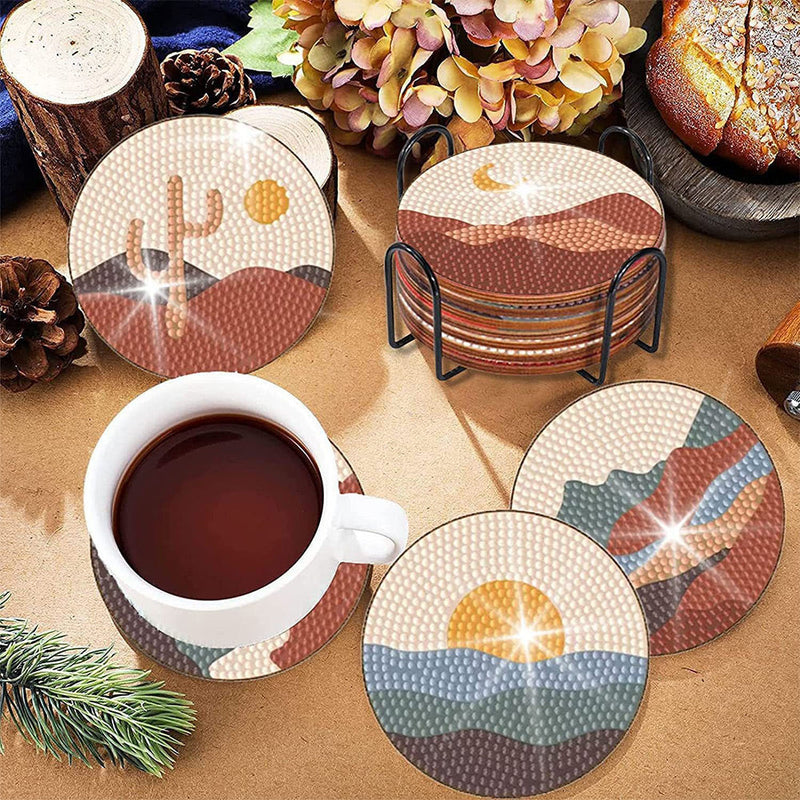 Paysage Sous-tasse Broderie Diamant 8Pcs