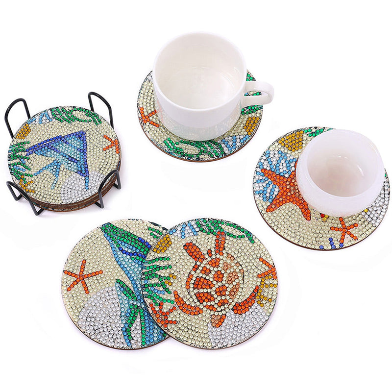 Animal marin Sous-tasse Broderie Diamant 8Pcs