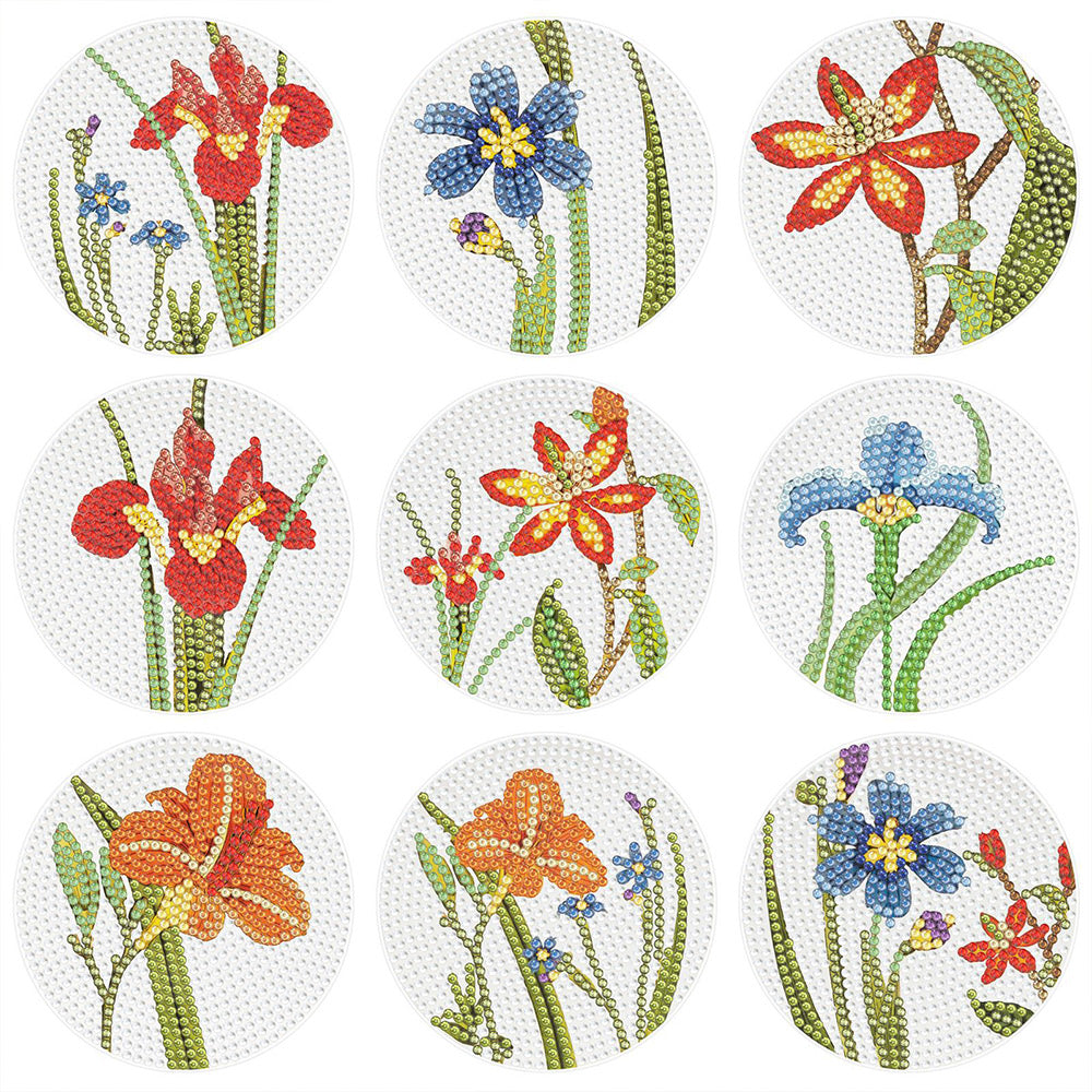Fleur d’Orchidée Sous-tasse Broderie Diamant 9Pcs