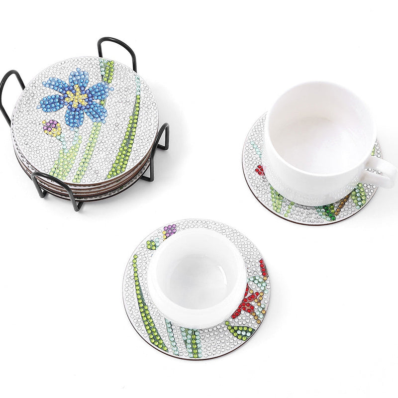 Fleur d’orchidée Sous-tasse Broderie Diamant 9Pcs