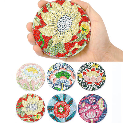 Fleurs Sous-tasse Broderie Diamant 6Pcs