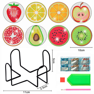 Fruits d’été Sous-tasse Broderie Diamant 8Pcs