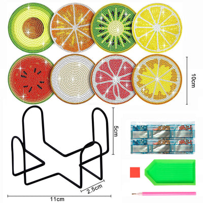 Fruits d’été Sous-tasse Broderie Diamant 8Pcs