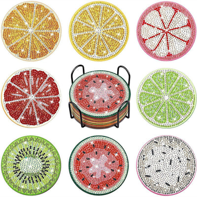 Fruits d’été Sous-tasse Broderie Diamant 8Pcs