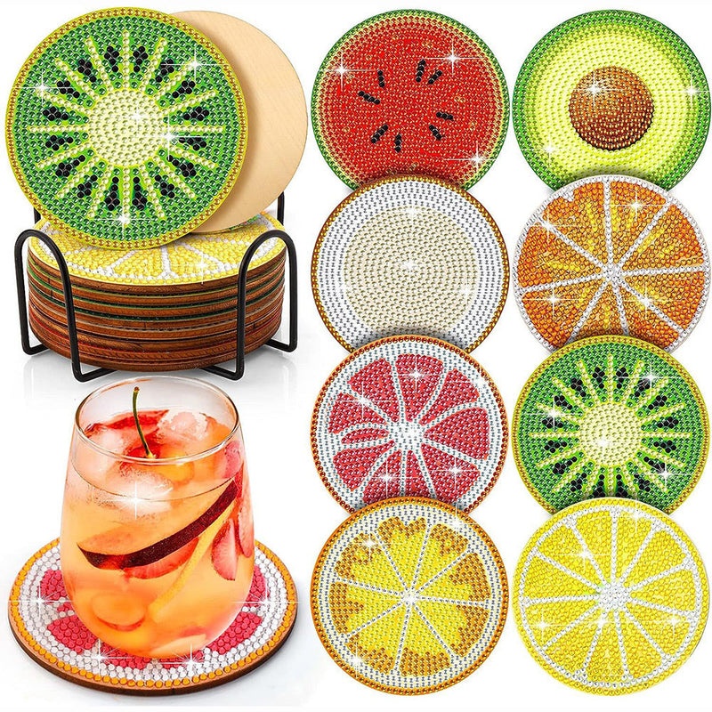 Fruits d’été Sous-tasse Broderie Diamant 8Pcs