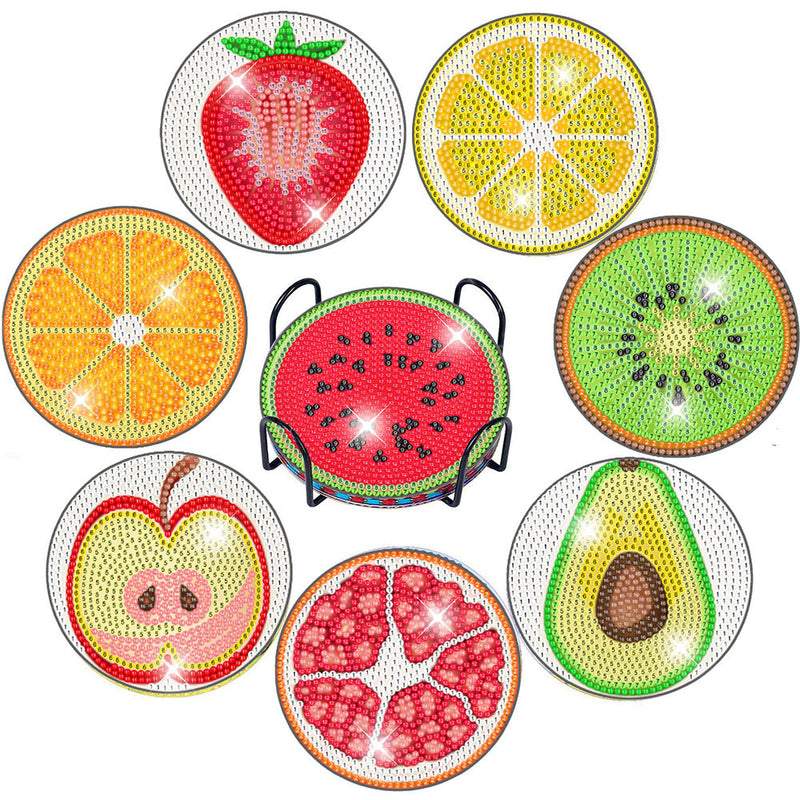 Fruits d’été Sous-tasse Broderie Diamant 8Pcs