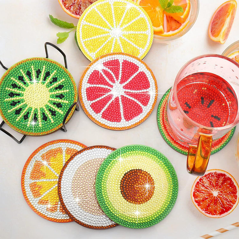 Fruits d’été Sous-tasse Broderie Diamant 8Pcs