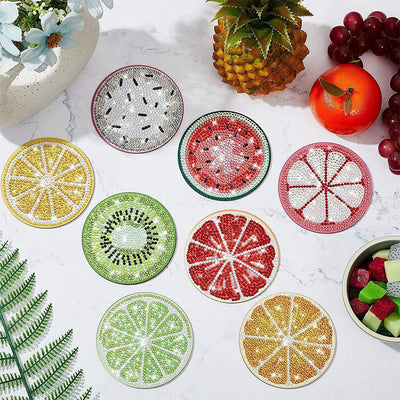 Fruits d’été Sous-tasse Broderie Diamant 8Pcs