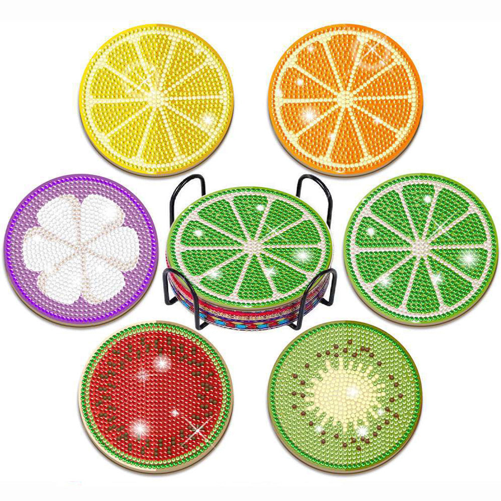 Fruits d’Été Sous-tasse Broderie Diamant 6Pcs