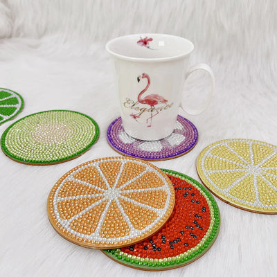 Fruits d’été Sous-tasse Broderie Diamant 6Pcs