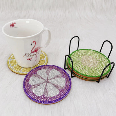 Fruits d’été Sous-tasse Broderie Diamant 6Pcs