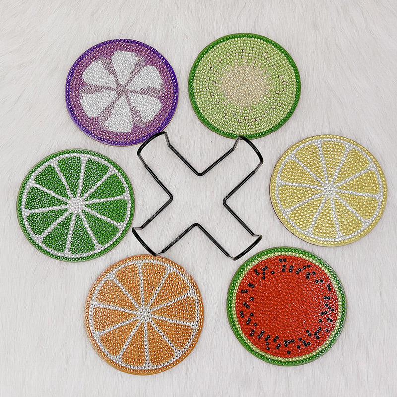 Fruits d’été Sous-tasse Broderie Diamant 6Pcs